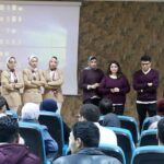 Two groups of second year students at the Faculty of Basic Medical Sciences presented a seminar through a presentation. BMS students provide Seminars with presentations in groups (approximately 5 students per group), each group addressing a different theme, and the presentation is attended by the coordinator of the year and a number of members of the faculty, who discuss each group on the topic after its presentation.